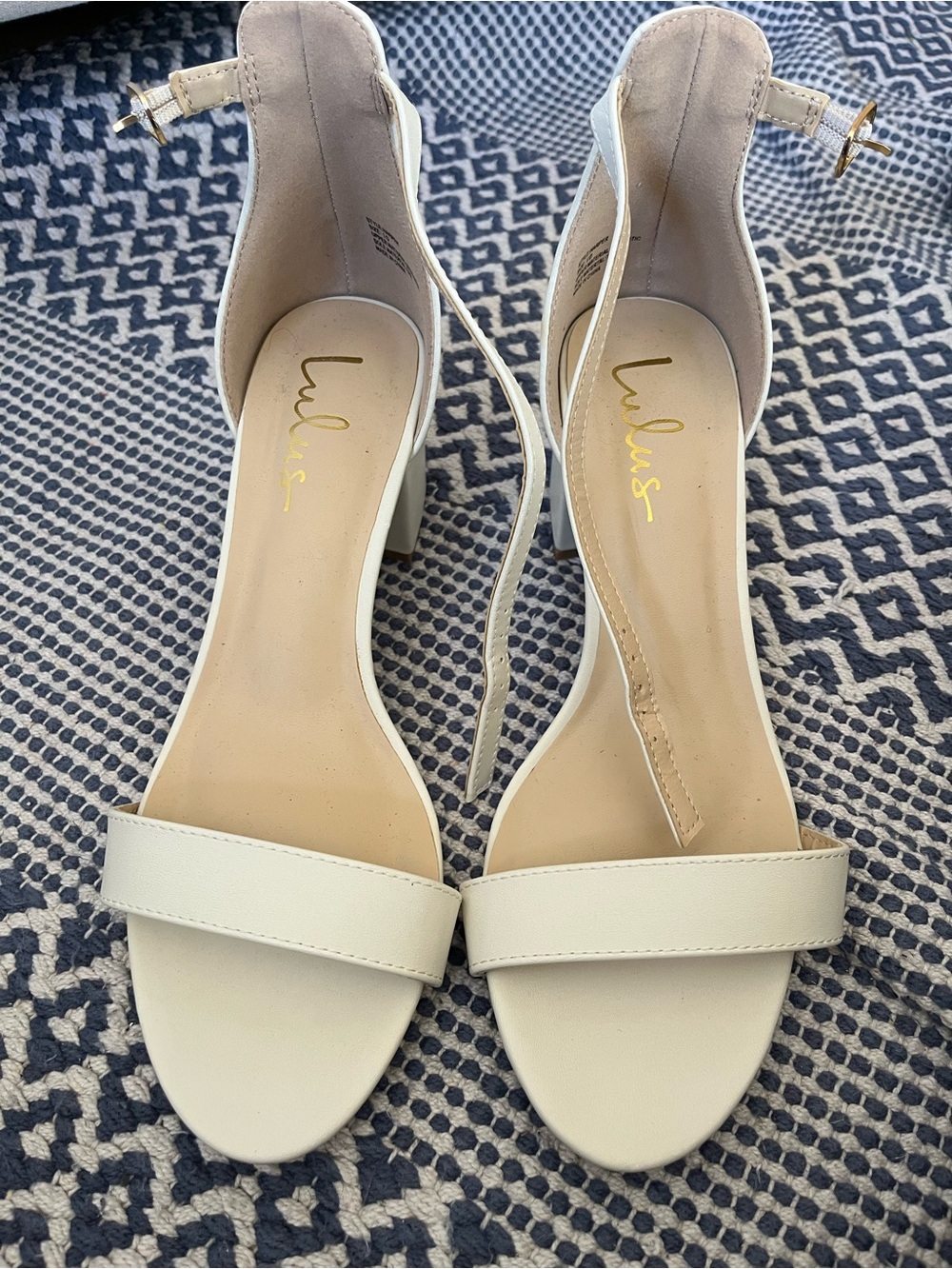Lulu's Ivory Ankle-Strap Block Heel Sandals